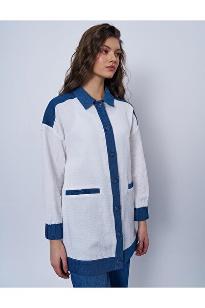 Kayra Denim Garnili Gofreli Ceket KY-B25-73028 - Ekru