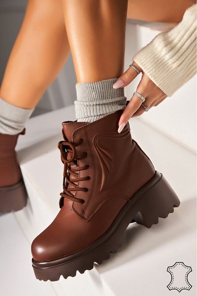 Joana Women's Genuine Leather Boots Brown Melena