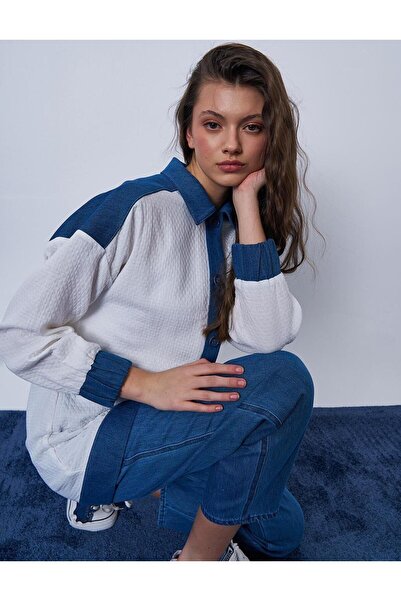 Kayra Denim Garnili Gofreli Ceket KY-B25-73028 - Ekru