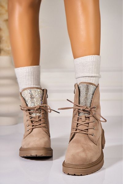 Joana Women's Khaki Faux Suede Fur-lined Boots Keiley2