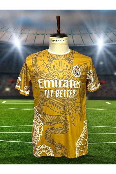 After Party R.E.A.L M.A.D.Ri.D 2024-25 Dragon Patterned Special Concept Jersey (Gold) Vs Sports Singlet Ag