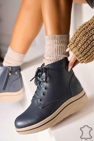 Joana Women's Natural Leather Boots Grey Alexina