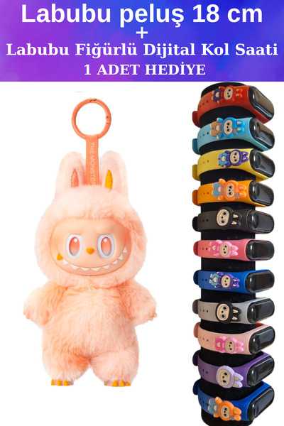 Pofika Labubu BIG INTO ENERGY Peluş 18 Cm + Labubu Fiğürlü Dijital Kol Saati ...