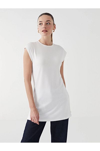 LC Waikiki Lcw Modest White Crew Neck Women's Tunic