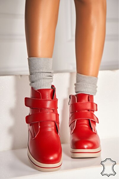 Joana Women's Genuine Leather Boots Red Kanai