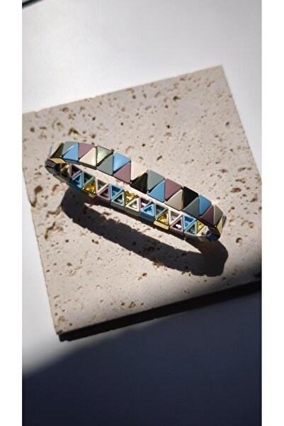 VOBEEYKU سوار مطاطي مطلي بالذهب من البورسلين