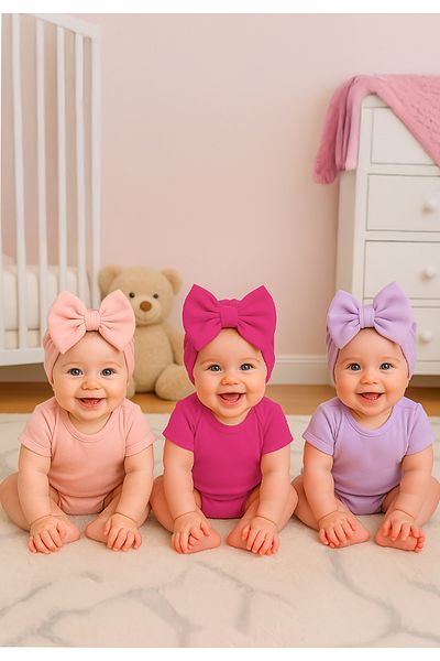 Sitilin Baby Double Layer Bowknot Bonnet 100% Cotton, Newborn and 0–12 Months Compatible Skin Friendly Stl7077