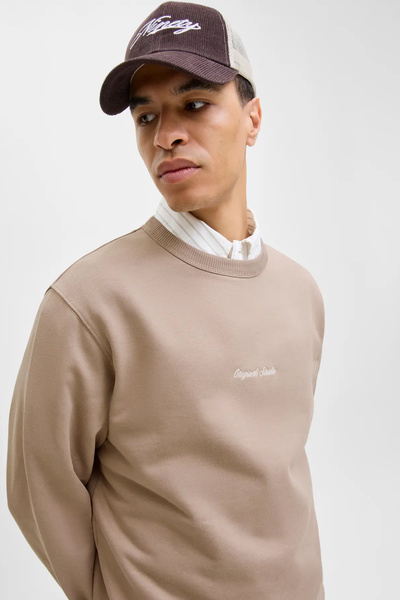 Jack & Jones Мъжка блуза с качулка Jornorrebro Relaxed Fit Cycling Neck Sweatshirt 12282893 Mocha