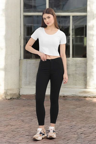 byhaziran butik Women's High Waist Lycra Tightening Skinny Jeans