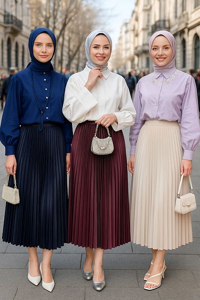 comstar Women's 3 Pack Basic Pleated Loose Summer Long Skirt