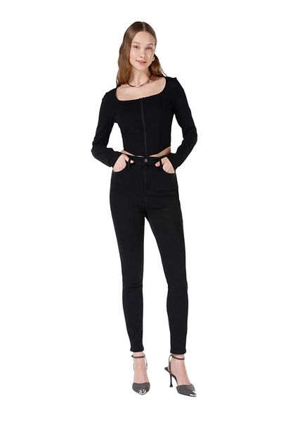 byhaziran butik Women's High Waist Lycra Skinny Jeans