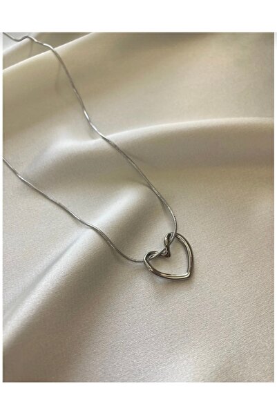 alias Women's Silver Color Heart Steel Necklace