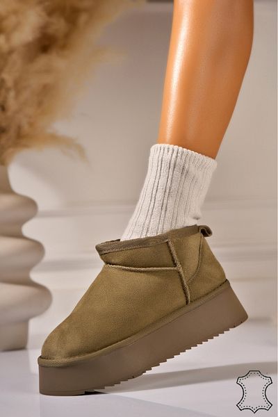Joana Women's Genuine Suede Leather Boots Kaki Octavia