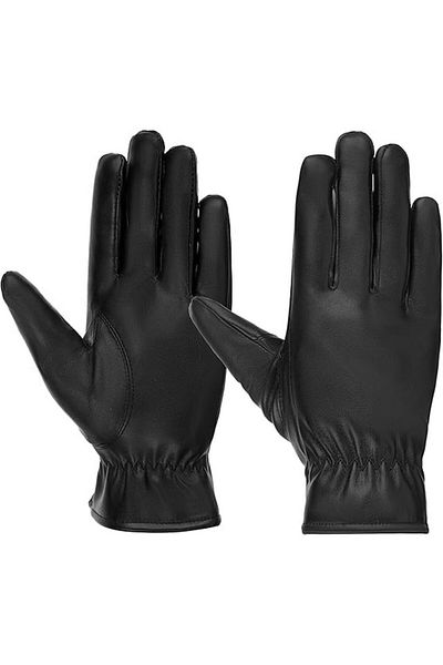 WLLHYF Manusi negre unisex din piele ecologica, imblanite, 21.5 cm,