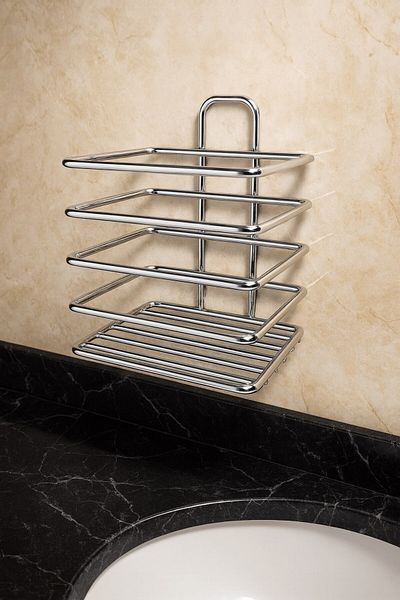 Sas Haus Chrome Adhesive Toothbrush Holder - Wall Mounted, Multipurpose Organizer - Stainless Metal - Dş-01
