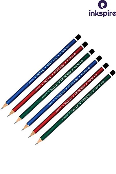 inkspire قلم رصاص HB Coral مع 6 قطع من قلم رصاص فاتح ذو رأس أسود ناعم