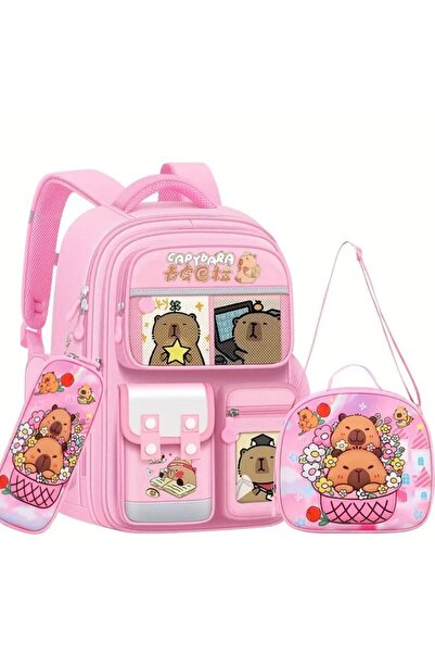 xpress sales Ghiozdan școlar Capibara XPRESS SALES® + 6 ani, impermeabil, premium, cu geantă și penar