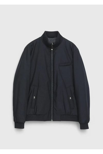 Ramsey Navy Blue Woven Coat