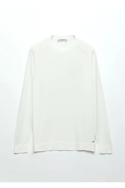 Ramsey Ecru Crew Neck Jacquard Knitwear