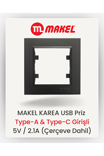 MAKEL USB Priz | Type-A & Type-C Girişli | 5V / 2.1A (Füme)