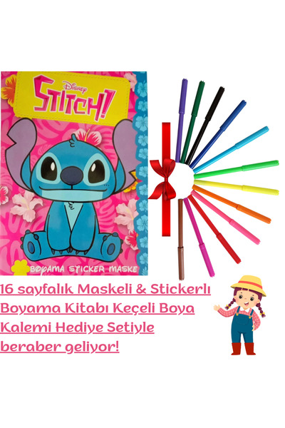 booddie Lilo & Stitch Boyama Kitabı Stickerlı (Arka Kapak Kesilerek Maskeli )...