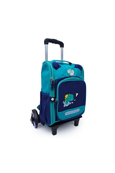 B4U Trolley school bag with 6 wheels for boys, 1 compartment, green, grades 0-2 6001-6