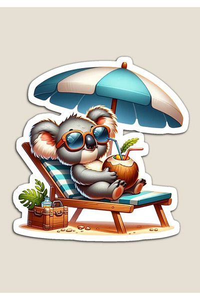 MegaSticker Holiday Koala Sticker Car, Motorcycle, Helmet, Laptop, Glass Sticker 13X13 cm