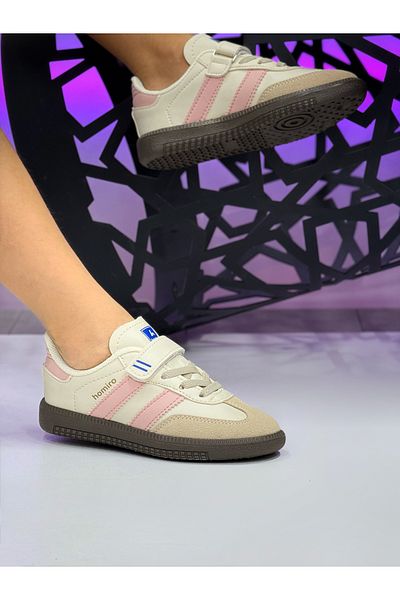 homiro Children's Velcro Lace-Up Waterproof Sports Shoes - Beige Powder