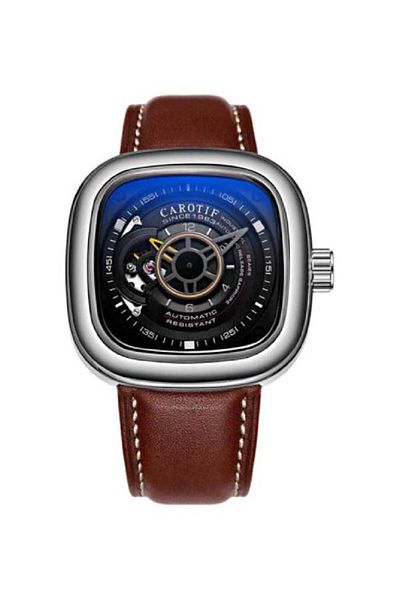 CAROTIF Men s Turbo Hollow Automatic Watch Blue Brown