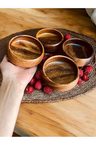 RENK YAPI RÜYASI 4 Bowls, Nut Bowl, Bamboo Bowl, Decorative Bowl, Fruit Bowl, Presentation Bowl, 4 Bowls