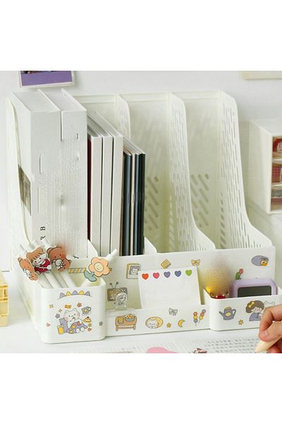 ALPA STORE 4 Compartment Modular Design Organizer Pen Holder Magazine Holder Folder Archive Box Disassembled