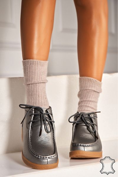 Joana Women's Genuine Leather Boots Silver Delmy