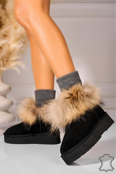 Joana Women's Black Suede Leather Boots Sancia