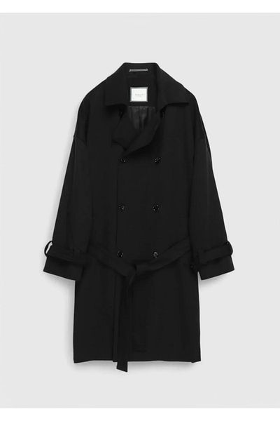 Ramsey Black Woven Double Breasted Coat