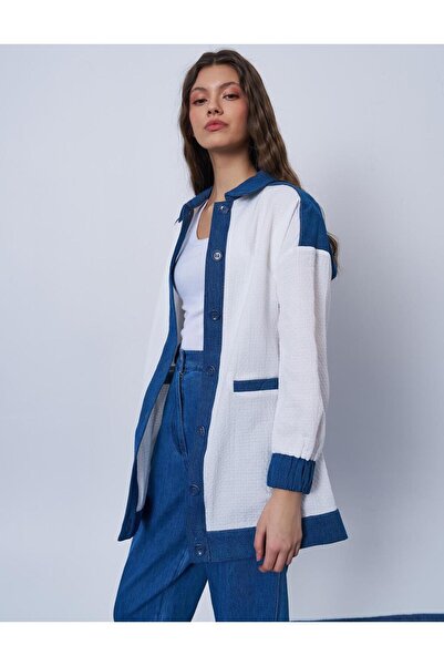 Kayra Denim Garnili Gofreli Ceket KY-B25-73028 - Ekru