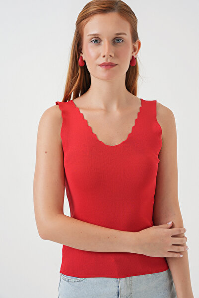 Bigdart Women's Zigzag V-Neck Blouse 15930 - Red