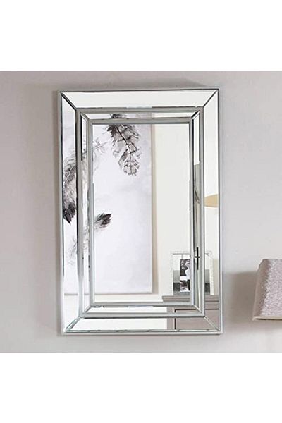 Vanity Living Wall Mirror – Treviso Silver, 60 x 90 cm Decorative Modern Mirror