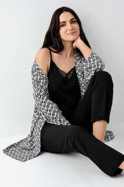 Pierre Cardin Women's Black Dressing Gown