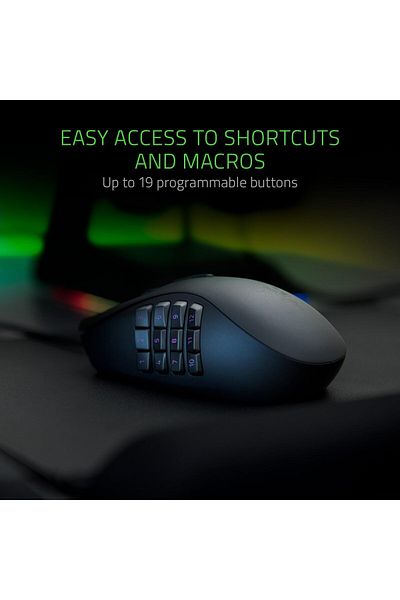 RAZER ماوس ألعاب Naga Trinity: مستشعر بصري بدقة 16000 نقطة في البوصة - إضاءة Chroma RGB - قابلة للتبديل