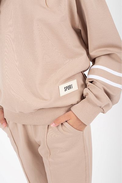 Mnk Baby&Kids Girl's Sport Emblem Side Snap Detailed Tracksuit Set M00759 Beige