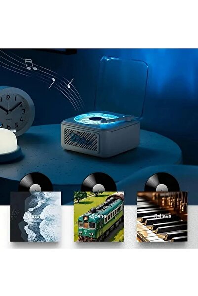 Vothoon Nostalji Mini Plak Görünümlü Radyolu Bluetooth Hoparlör 3D Ses Dalgası Retro Müzik Plak