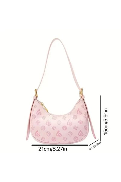 ÇANTA Mack jharles pembe çiçek desenli ayarlanabilir suni deri askılı omuz çantası