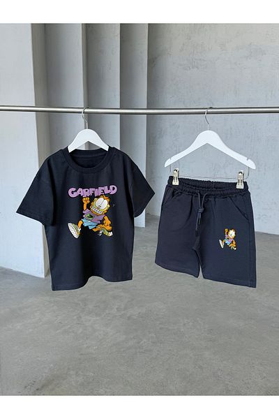 KAPROLLI Garfield Pattern Unisex Tshirt Shorts Girls Boys Kids Bottom Top Set Tshirt Shorts Set School Nursery Set