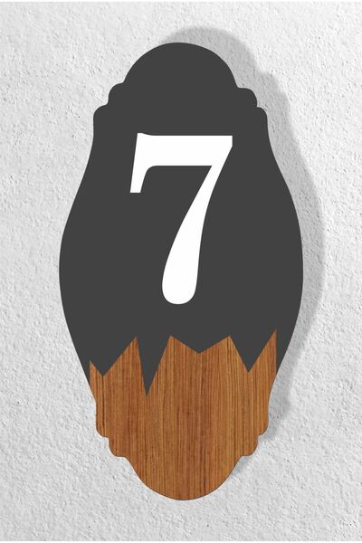 zafrakreklam Vertical Laser Metal- Wood Apartment Site -Apartment Hotel Office Door Number 15X8Cm - Door Number 7 No 7