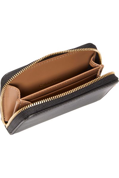Calvin Klein Foil Logo Medium Zip Around Black Women's Wallet