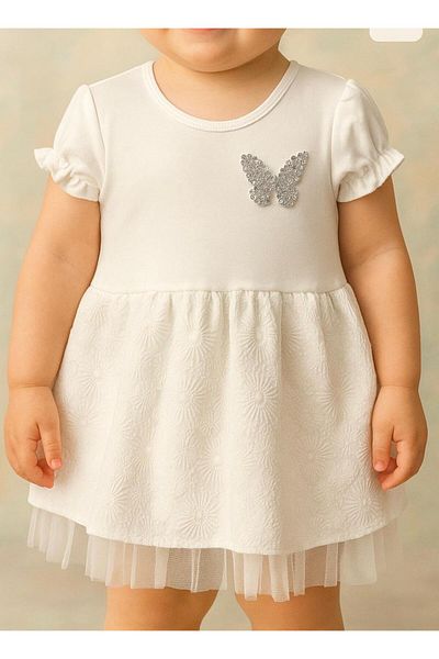 babymarkt Baby Girl Printed Patterned Lined Elastic Drawstring Short Sleeve Dress