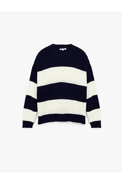 Koton Long Sleeve Crew Neck Color Block Sweater