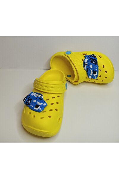 Huzurlu Adımlar Yellow Car Children's Slippers