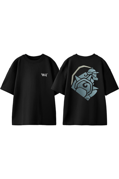 THEWERT Tricou oversize negru din bumbac cu imprimeu pe spate FMA Alphonse De...
