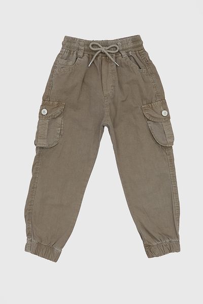 Fulla Moda 100% Cotton Elastic Leg Cargo Pocket Boy's Trousers